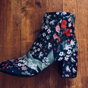 Floral Embroidered Booties Size 10